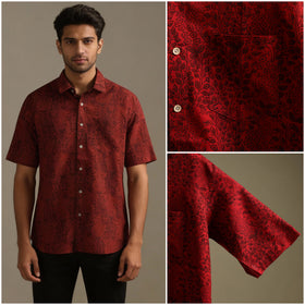 Natural dyed cotton men half sleeve hand bagh shirt 02