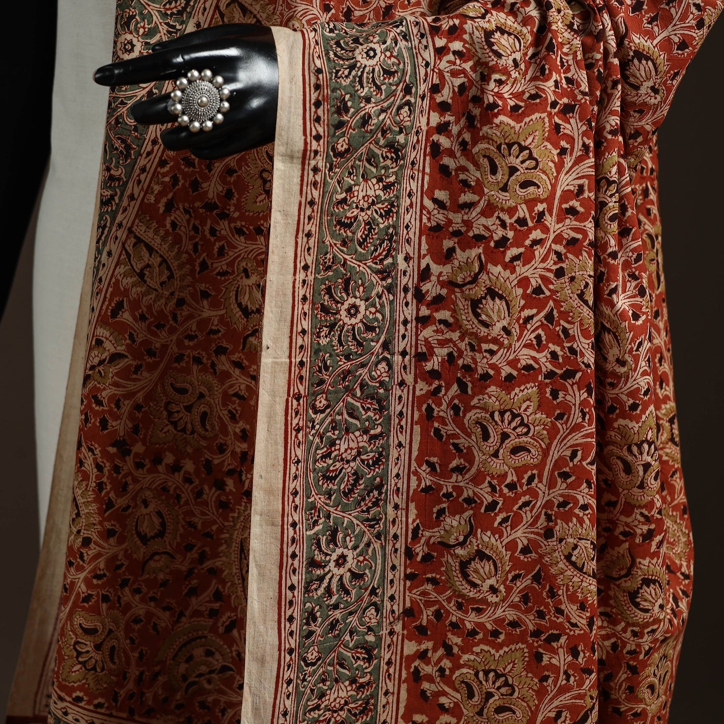 Natural dyed cotton pedana kalamkari dupatta 01