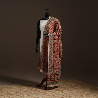 Natural dyed cotton pedana kalamkari dupatta 01