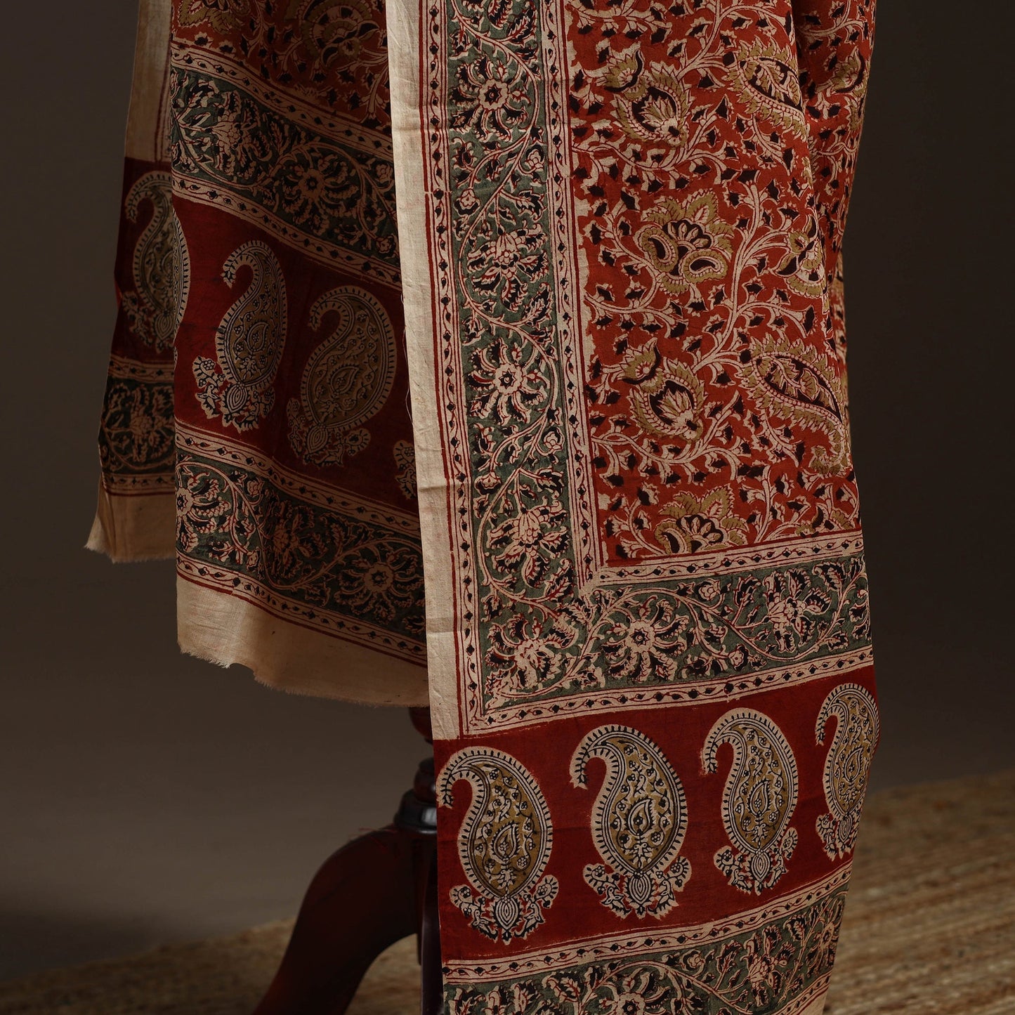 Natural dyed cotton pedana kalamkari dupatta 01