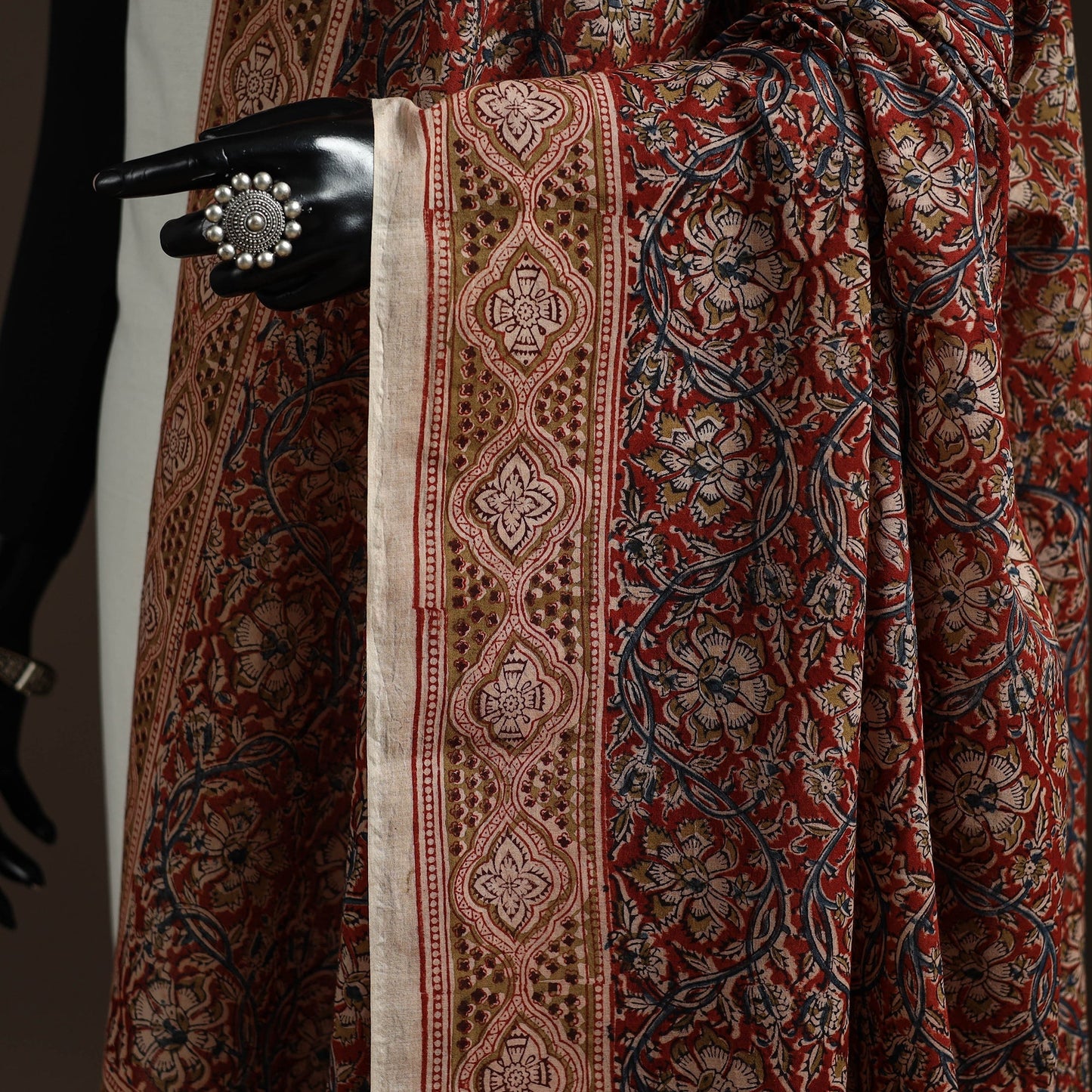 Natural dyed cotton pedana kalamkari dupatta 09