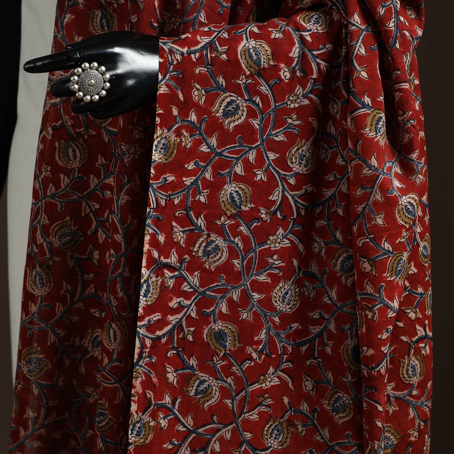 Natural dyed cotton pedana kalamkari dupatta 13