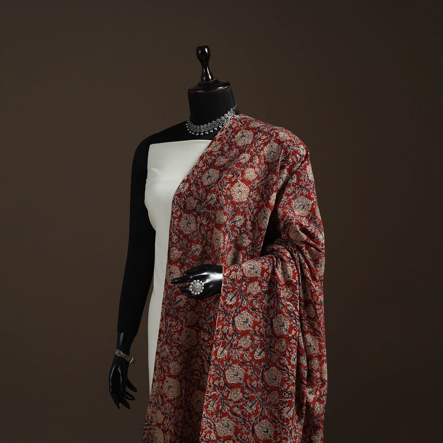 Natural dyed cotton pedana kalamkari dupatta 16