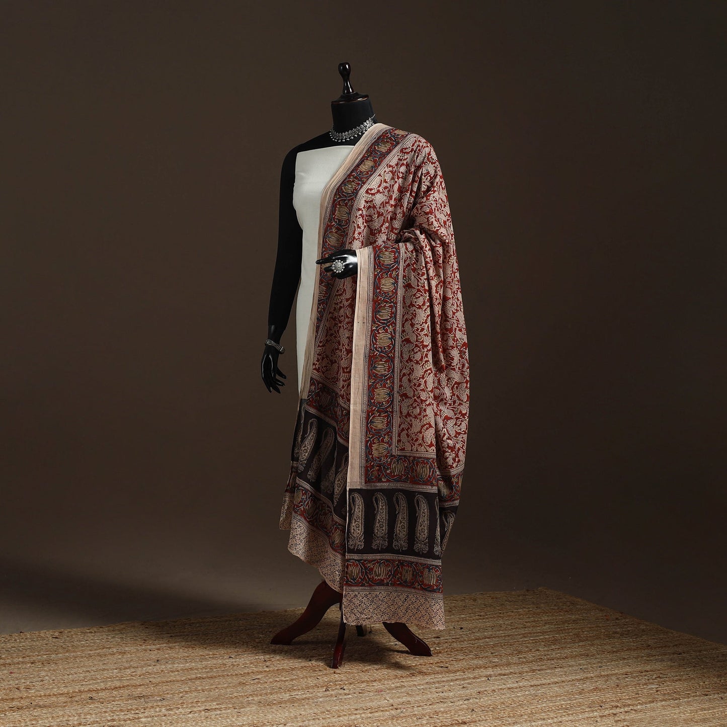 Natural dyed cotton pedana kalamkari dupatta 17