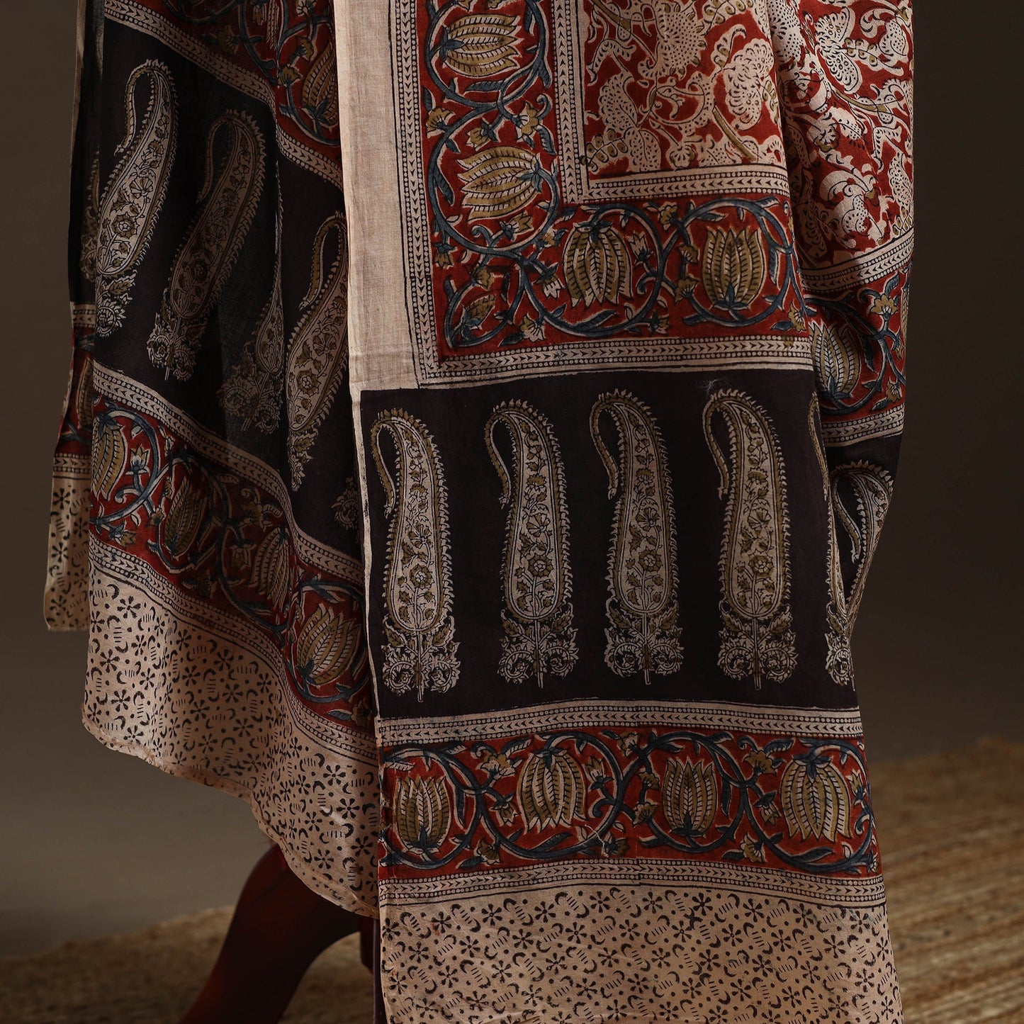 Natural dyed cotton pedana kalamkari dupatta 17
