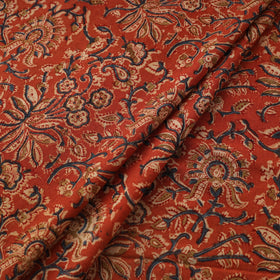Red Natural Dyed Block Print Cotton Pedana Kalamkari Fabric