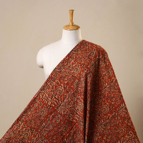 Red Natural Dyed Block Print Cotton Pedana Kalamkari Fabric