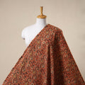 Red - natural dyed cotton pedana kalamkari fabric 02
