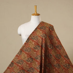 Red - natural dyed cotton pedana kalamkari fabric 03