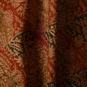 Red - natural dyed cotton pedana kalamkari fabric 03