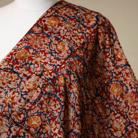 Red - natural dyed cotton pedana kalamkari fabric 07