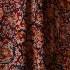 Red - natural dyed cotton pedana kalamkari fabric 07