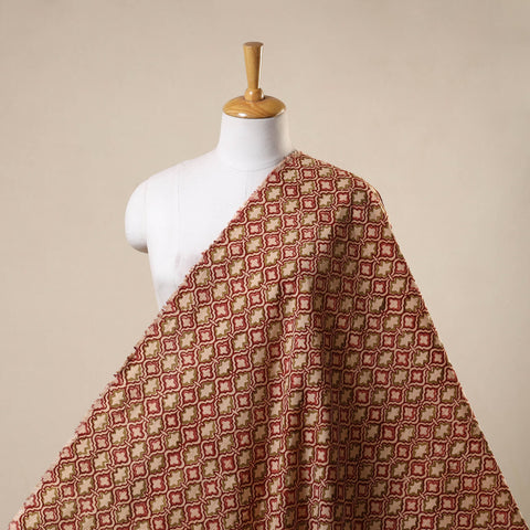 Red - natural dyed cotton pedana kalamkari fabric 08