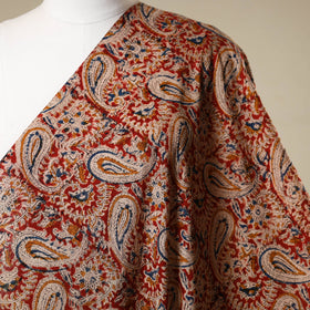 Red - natural dyed cotton pedana kalamkari fabric 13