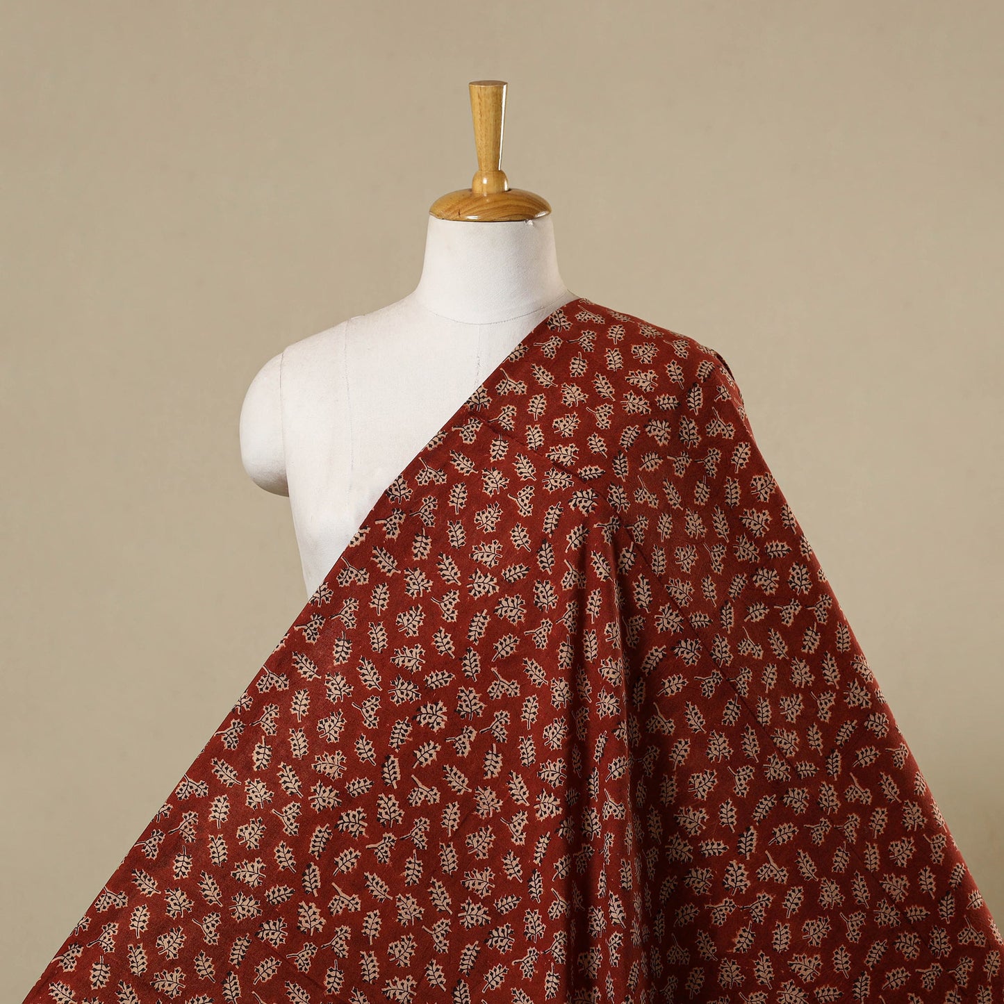 Red - natural dyed cotton pedana kalamkari fabric 13
