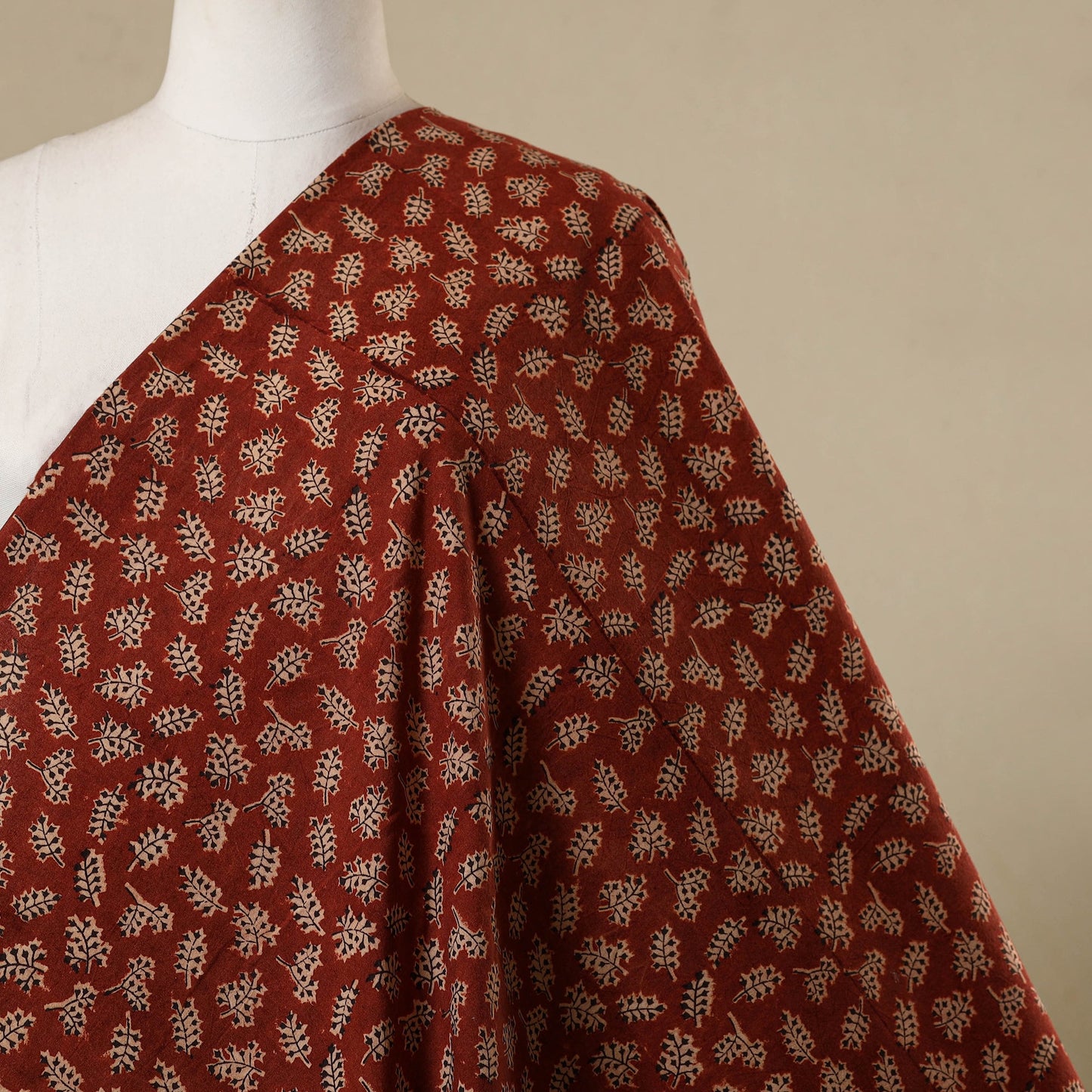 Red - natural dyed cotton pedana kalamkari fabric 13