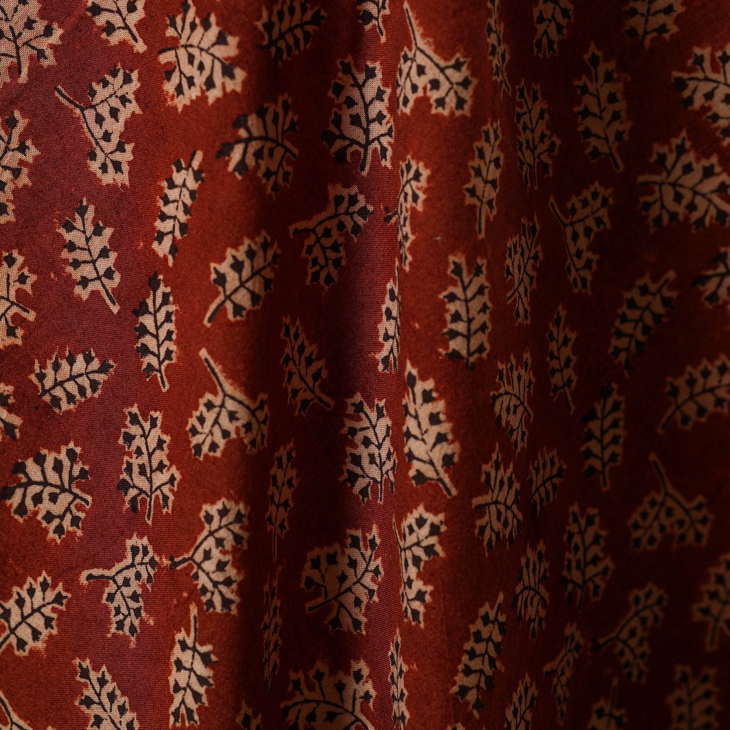 Red - natural dyed cotton pedana kalamkari fabric 13