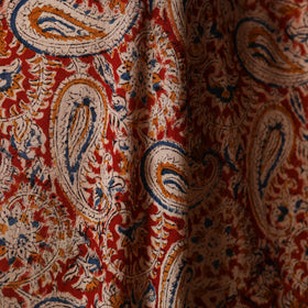 Red - natural dyed cotton pedana kalamkari fabric 13