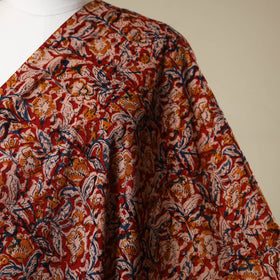 Red - natural dyed cotton pedana kalamkari fabric 16