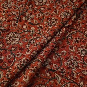 Red Natural Dyed Block Print Cotton Pedana Kalamkari Fabric