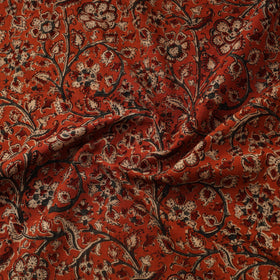 Red Natural Dyed Block Print Cotton Pedana Kalamkari Fabric