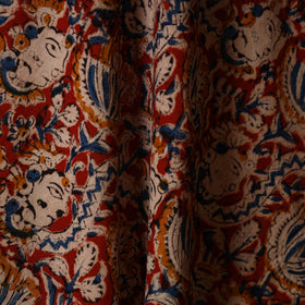 Red - natural dyed cotton pedana kalamkari fabric 22