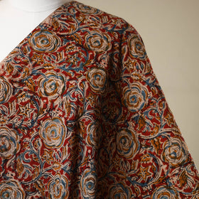 Red - natural dyed cotton pedana kalamkari fabric 24