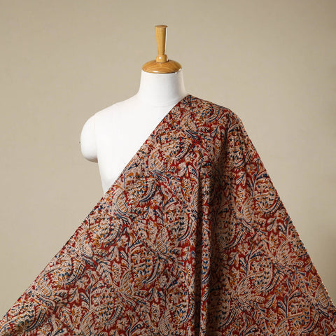 Red - natural dyed cotton pedana kalamkari fabric 31