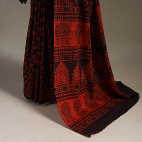 Red - natural dyed cotton pipad saree 12 - handcrafted