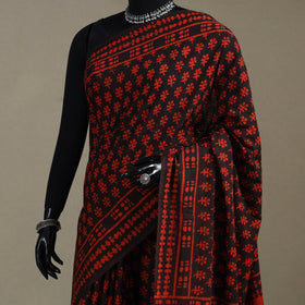 Red - natural dyed cotton pipad saree 12 - handcrafted