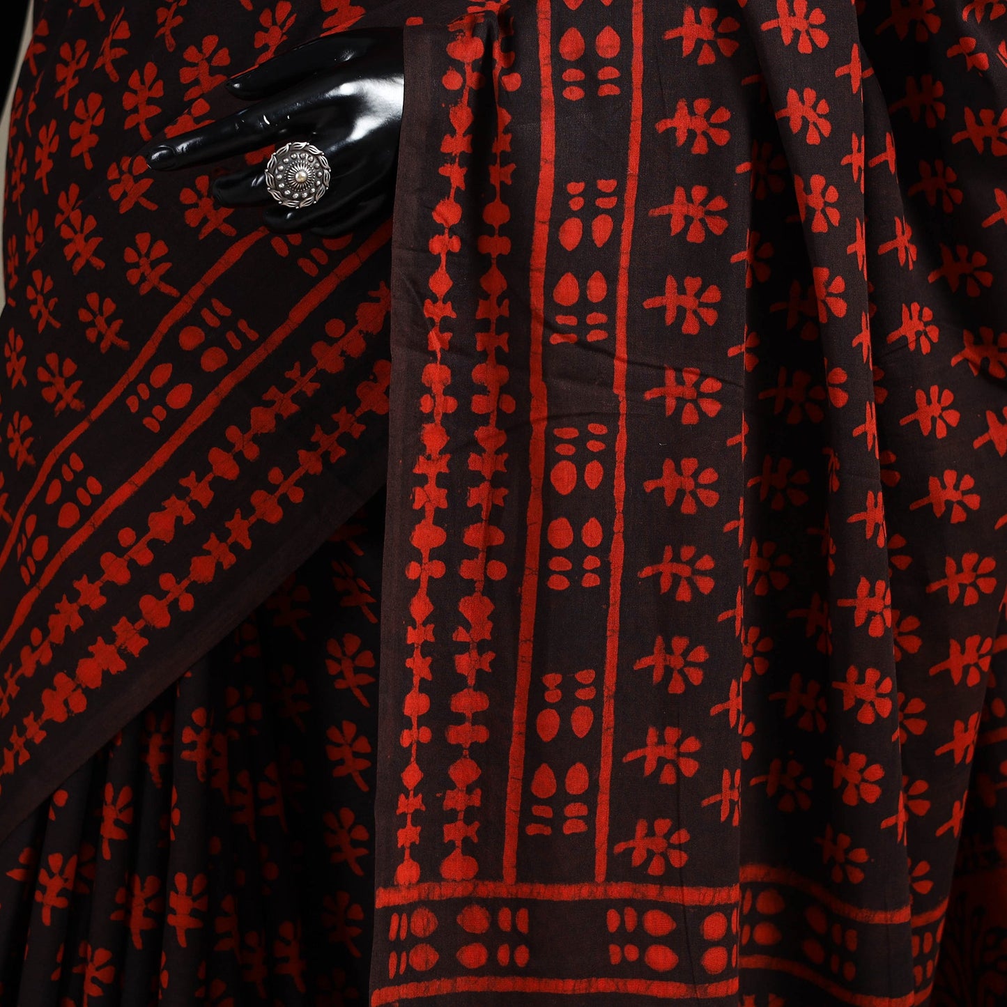 Red - natural dyed cotton pipad saree 12 - handcrafted