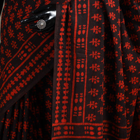 Red - natural dyed cotton pipad saree 12 - handcrafted