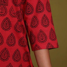 Red - natural dyed cotton straight bagh kurta 03