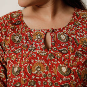 Red - natural dyed cotton straight bagru kurta 02