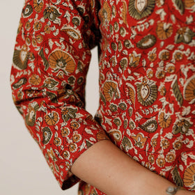 Red - natural dyed cotton straight bagru kurta 02