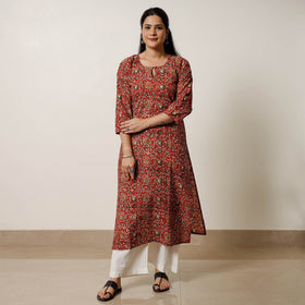 Red - natural dyed cotton straight bagru kurta 02