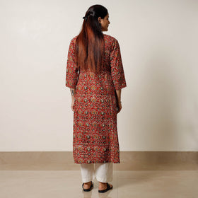 Red - natural dyed cotton straight bagru kurta 02