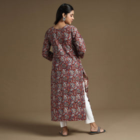Red Block Print Natural Dyed Cotton Straight Bagru Kurta