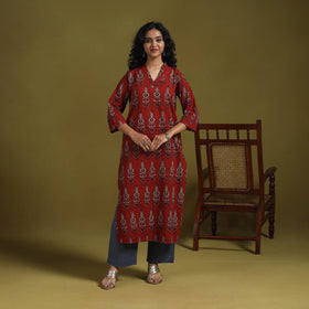 Natural dyed cotton straight kurta for women 05
