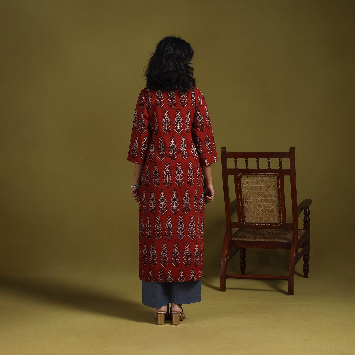 Natural dyed cotton straight kurta for women 05