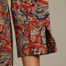 Red Natural Dyed Cotton Straight Pedana Kalamkari Print Kurta