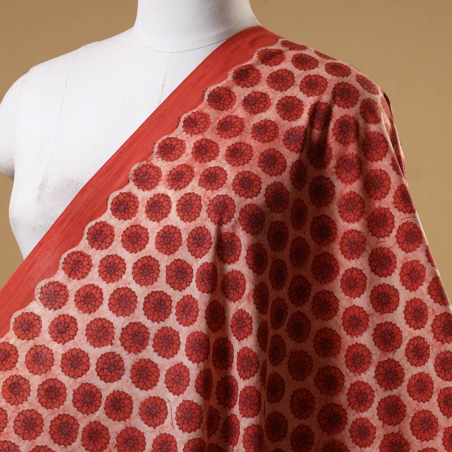 Red - natural dyed cotton vanaspati bagru fabric 07
