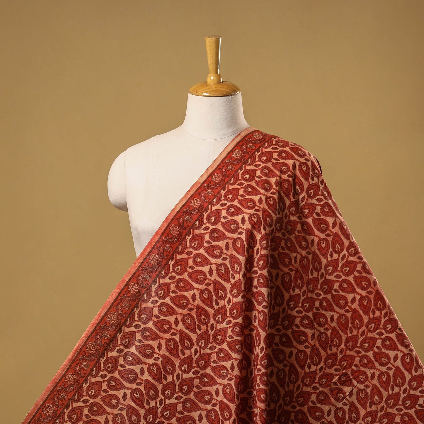 Natural dyed cotton vanaspati bagru fabric 09 - handcrafted