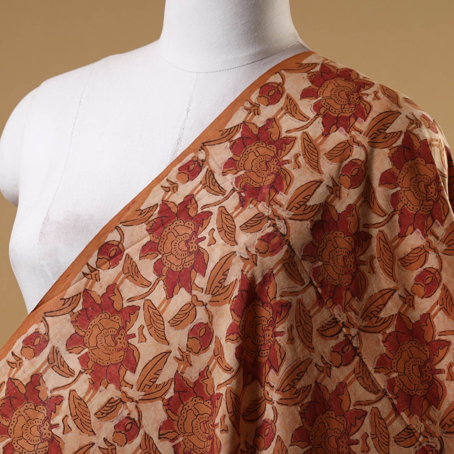 Red - natural dyed cotton vanaspati bagru fabric 11