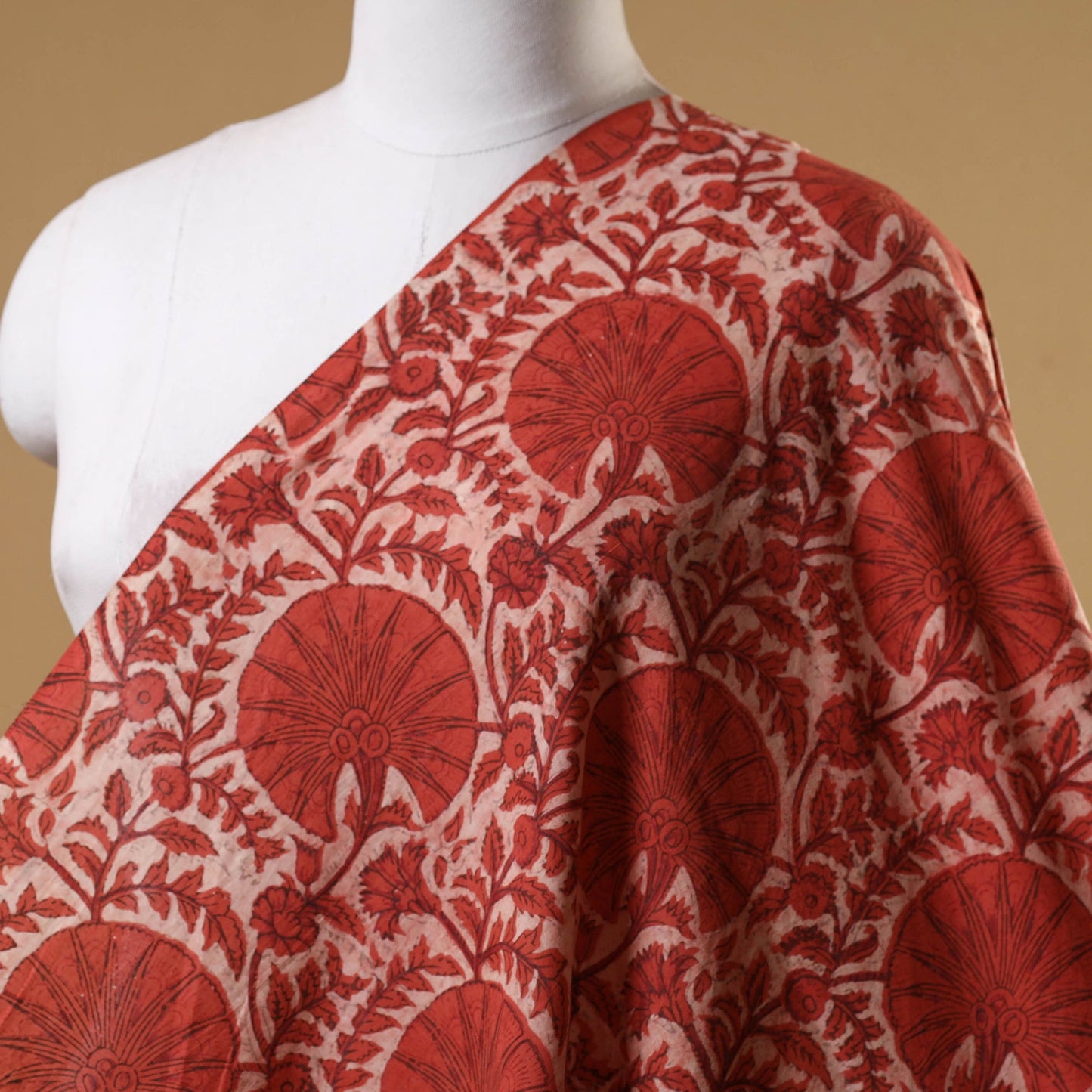 Red - natural dyed cotton vanaspati bagru fabric 18