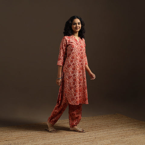 Red - natural dyed cotton vanaspati bagru co-ord set 03