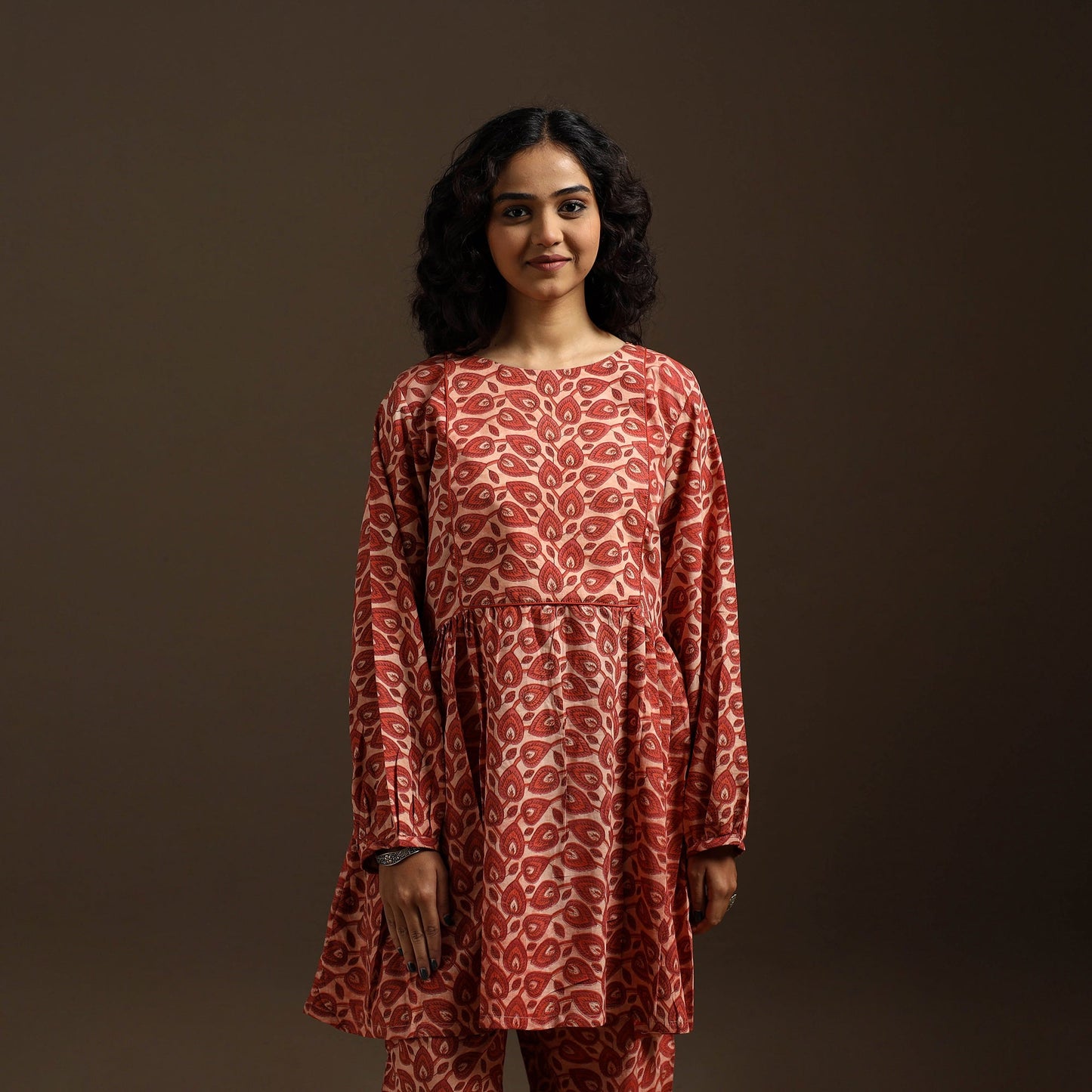 Red - natural dyed cotton vanaspati bagru co-ord set 08