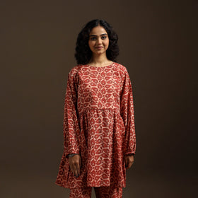 Red - natural dyed cotton vanaspati bagru co-ord set 08