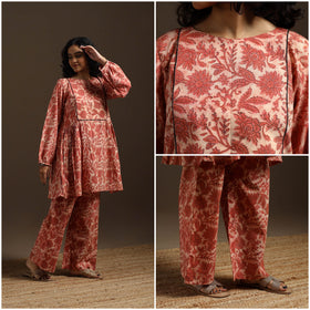 Red - natural dyed cotton vanaspati bagru co-ord set 10