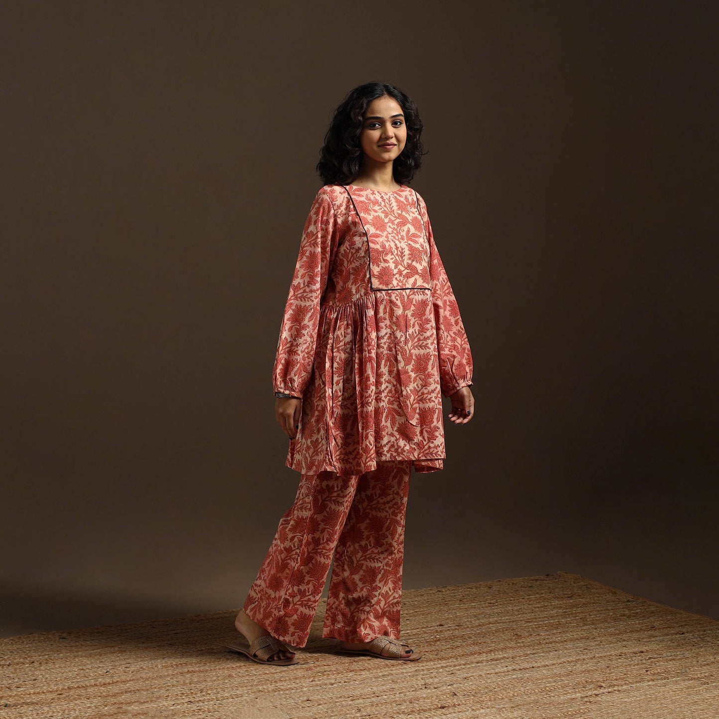 Red - natural dyed cotton vanaspati bagru co-ord set 10